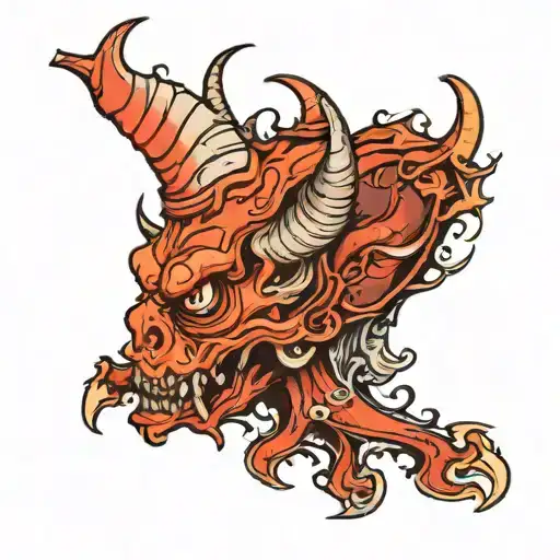 A deviliah sea creature head tattoo design idea