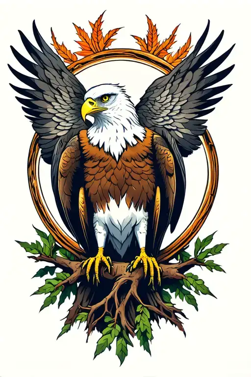eagle sitting on tree of life tattoo design idea