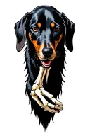 humanoid bloohound with bone hand dnd style tattoo design idea