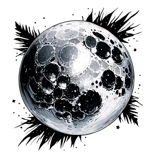 moon and mirrorball tattoo design idea
