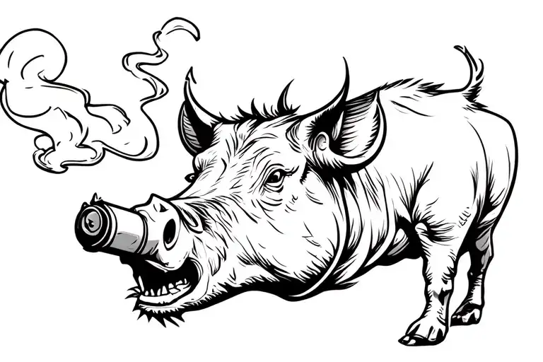Warthog smoking cigar which is a GAU-8 tattoo design idea