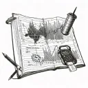 Combine a sketchbook with a stock market graph to represent your occupation in investment banking and your passion for sketching tattoo design idea