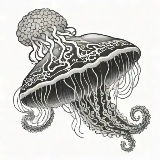 jellyfish with large tentacles tattoo design idea