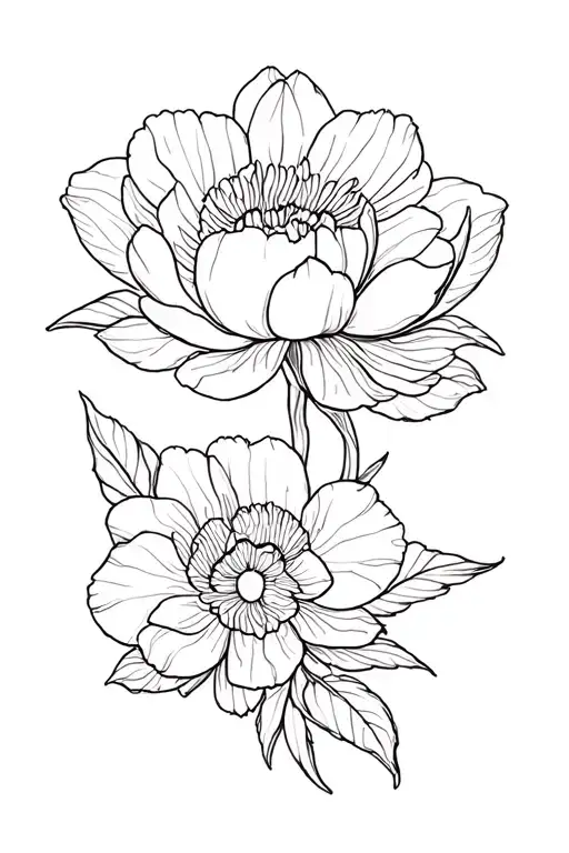 Mandala peony orchid tattoo design idea