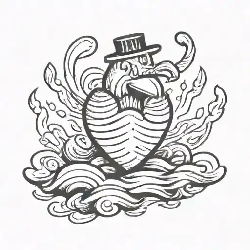 creat an image of a woodcut tattoo illustration features a determined heart character standing victoriously on a pile of tattoo design idea