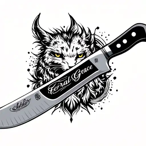 feral grace chef knife tattoo design idea