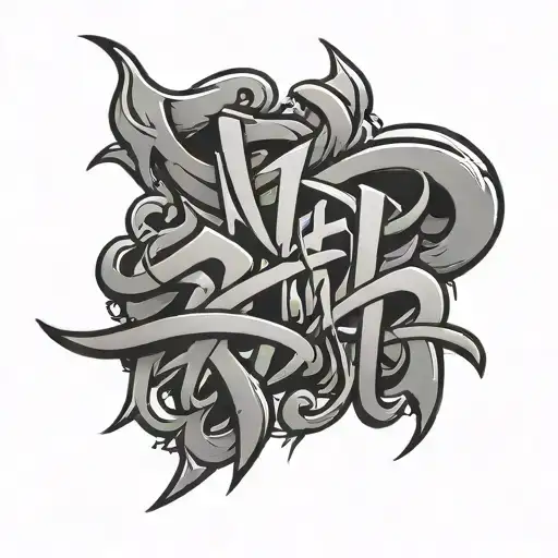 graffiti style font tattoo design idea