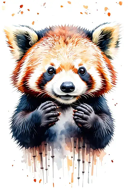red panda eating bamboo forest tattoo design idea