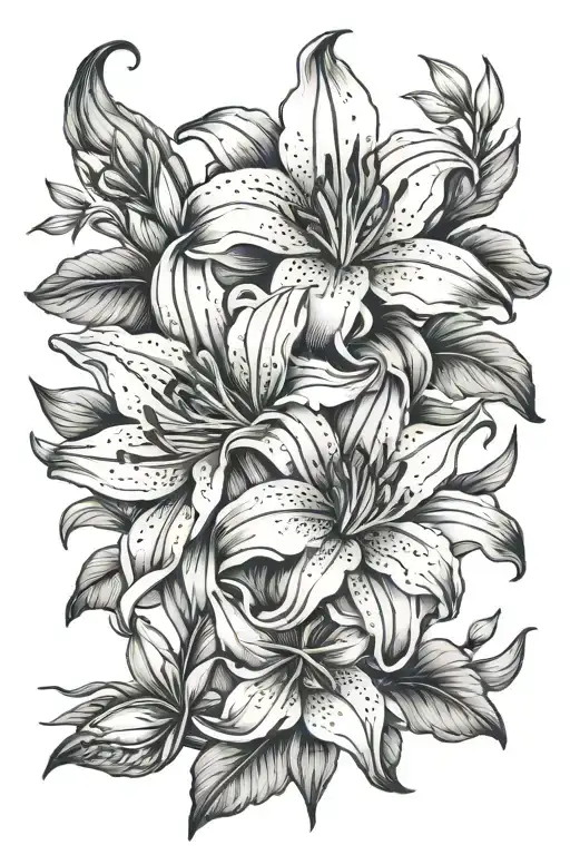 lilly, strengh, wisdom and courage in memory of mum tattoo design idea