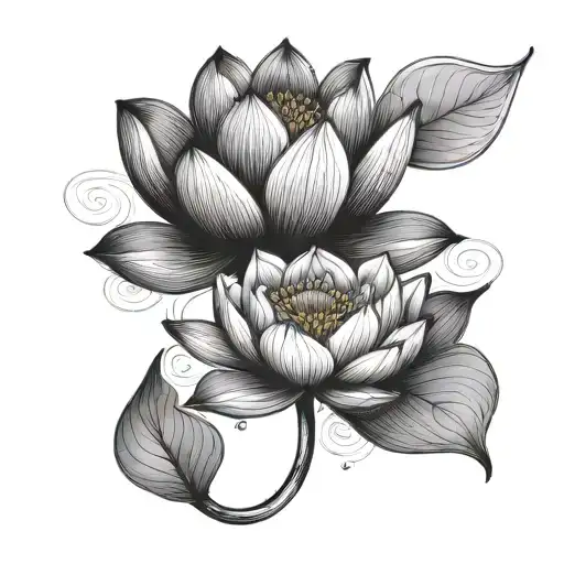 lotus flower with minimal detail but shading inside a heart with a semi colon  tattoo design idea