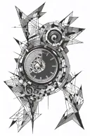 Clock abstract geometric tattoo design idea
