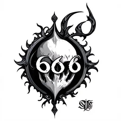 666 number tattoo design idea