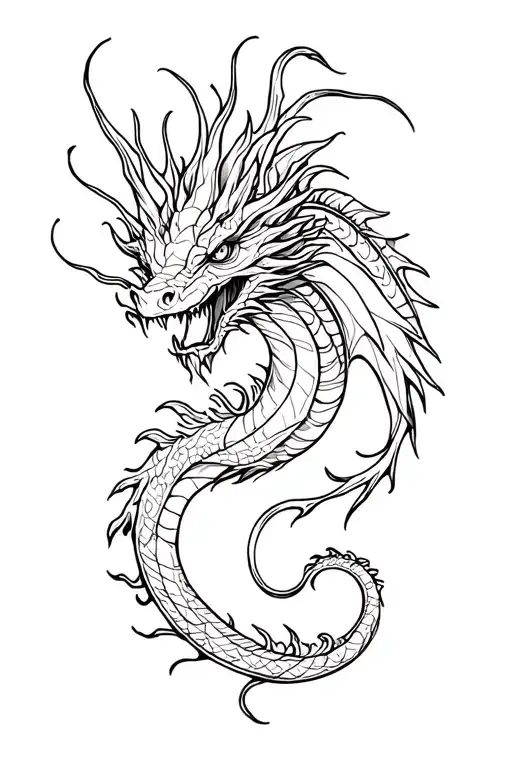 dragon tattoo whimsical garden fine line tattoo female simple tattoo design idea