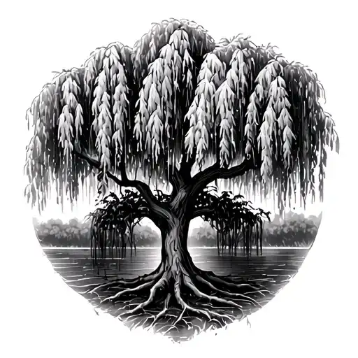 weeping willow tree that i love you as the vines hanging tattoo design idea