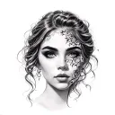 woman's face tattoo design idea