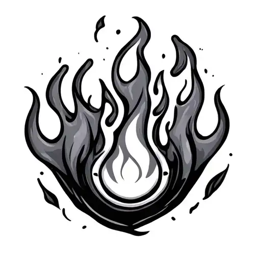 Flame and ignition button tattoo design idea
