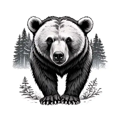 Bear Forest tattoo design idea