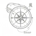 compass Japanese proverb Fall down seven times, get up eight tattoo design idea