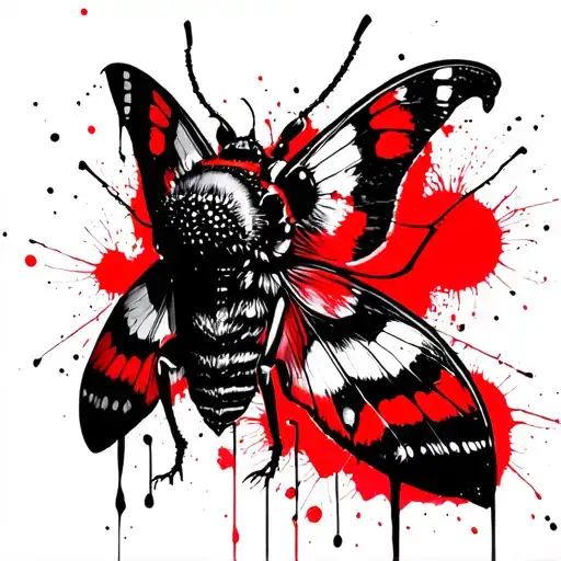 moth sitting tattoo design idea