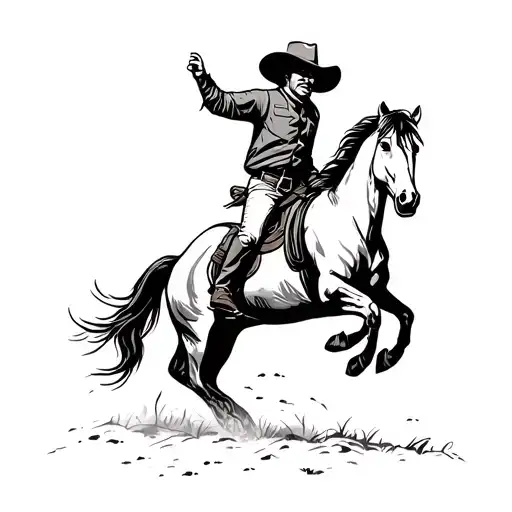 australian cowboy themed tattoo bucking horse cattle campdraft Australian stockman tattoo outline  tattoo design idea