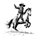 australian cowboy themed tattoo bucking horse cattle campdraft Australian stockman tattoo outline  tattoo design idea