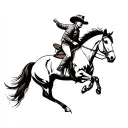 australian cowboy themed tattoo bucking horse cattle campdraft Australian stockman tattoo outline  tattoo design idea