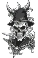 knife skull devil tattoo design idea