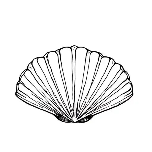Scallop shell wave fineline tattoo design idea