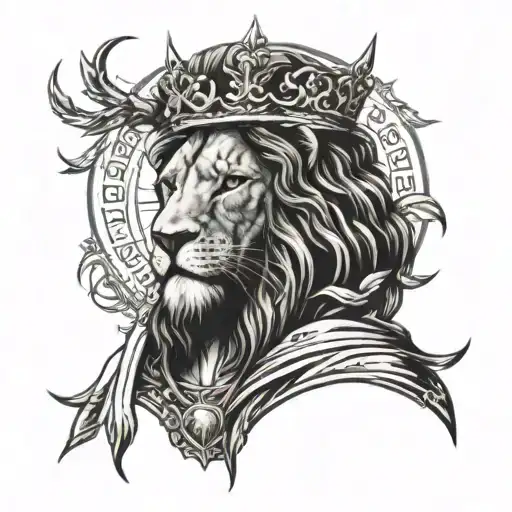jesus lion with thorn crown  tattoo design idea