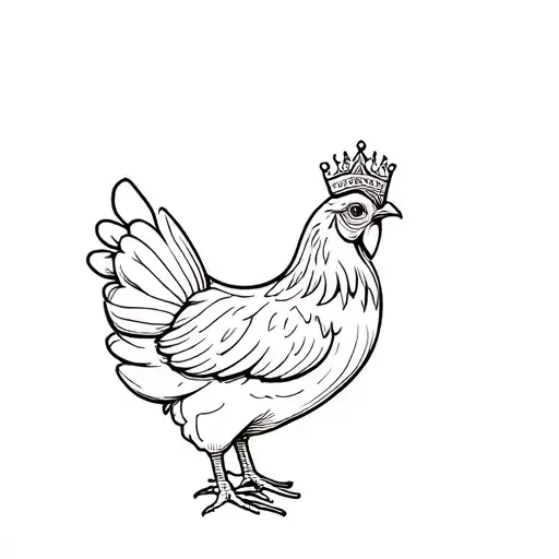 proud hen wearing crown tattoo design idea