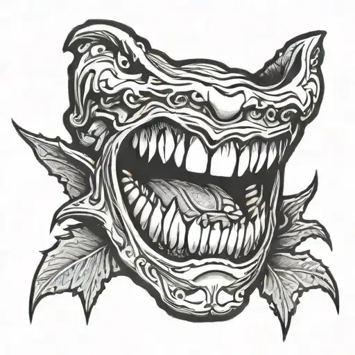 vampire teeth tattoo design idea
