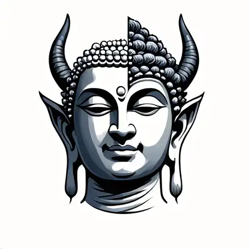 Half Buddha Half Demon tattoo design idea