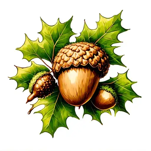 live oak tree acorns tattoo design idea