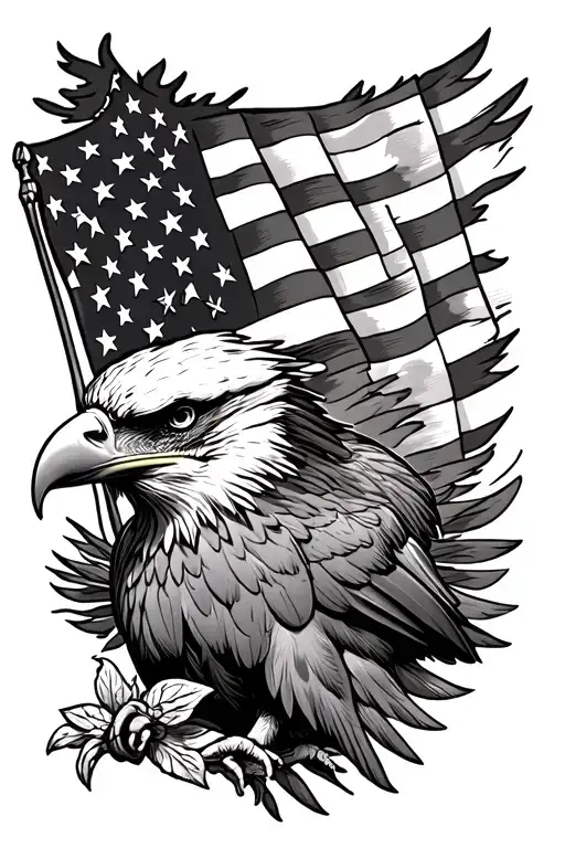 American flag, eagle, family, fire department tattoo design idea