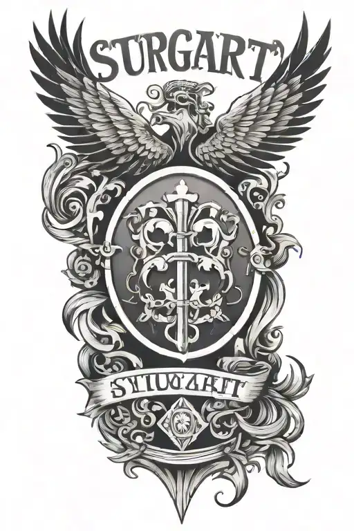 Stuttgart logo in the middle Lober Kranz tattoo design idea