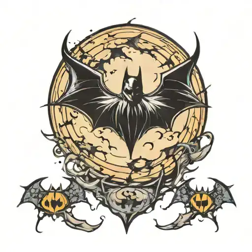 Batman logo made of bats flying tattoo design idea