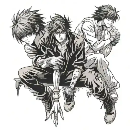 anime death note light und L tattoo design idea
