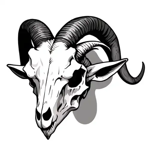 Goat skull with 6 horns tattoo design idea