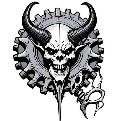 Ether gear Satan gravity tattoo design idea