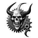 Ether gear Satan gravity tattoo design idea