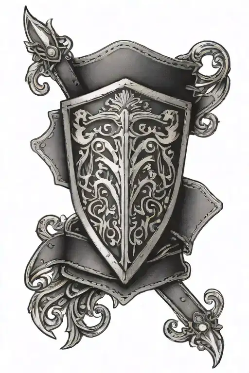 leather brace with shield tattoo design idea