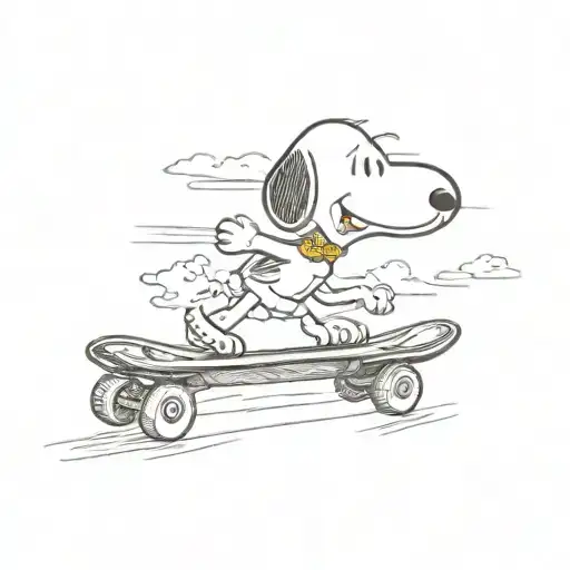 Snoopy riding a skateboard tattoo design idea