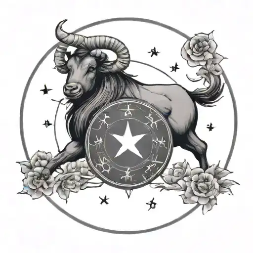zodiac signs with Taurus aqurias and sagittarius zodiac sign in a small circle can you make it beyond simple  tattoo design idea