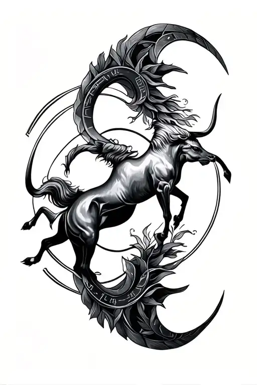 Sagittarius and Taurus zodiac symbol tattoo design idea