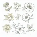 January, march, may, august, and december birth flowers tattoo design idea