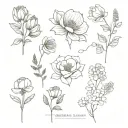 January, march, may, august, and december birth flowers tattoo design idea