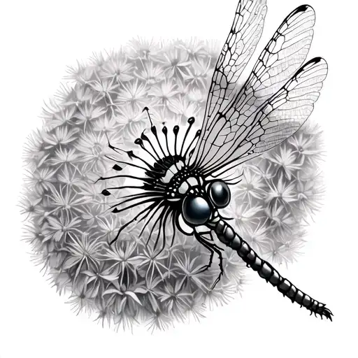 Dandelion Dragonfly tattoo design idea