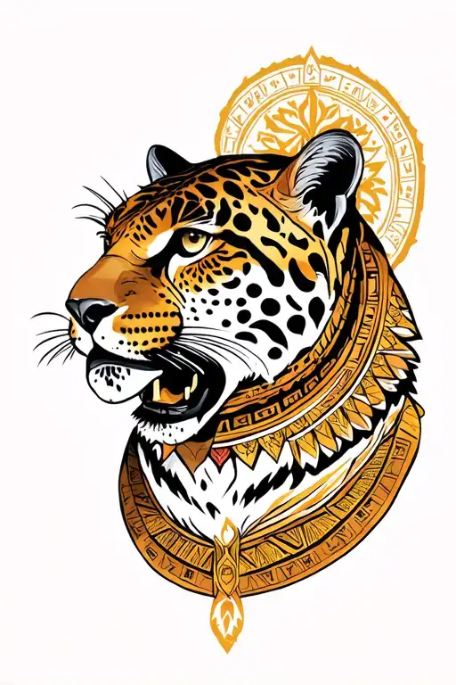 Aztec calendar with jaguar  tattoo design idea