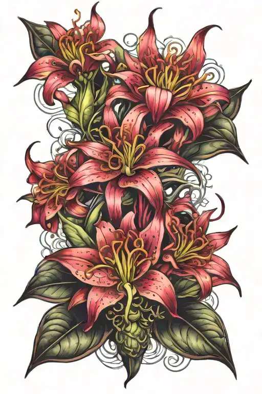 red spiderlily tattoo design idea