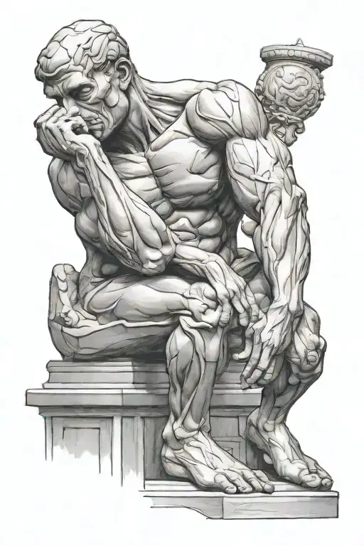 the thinker statue tattoo design idea